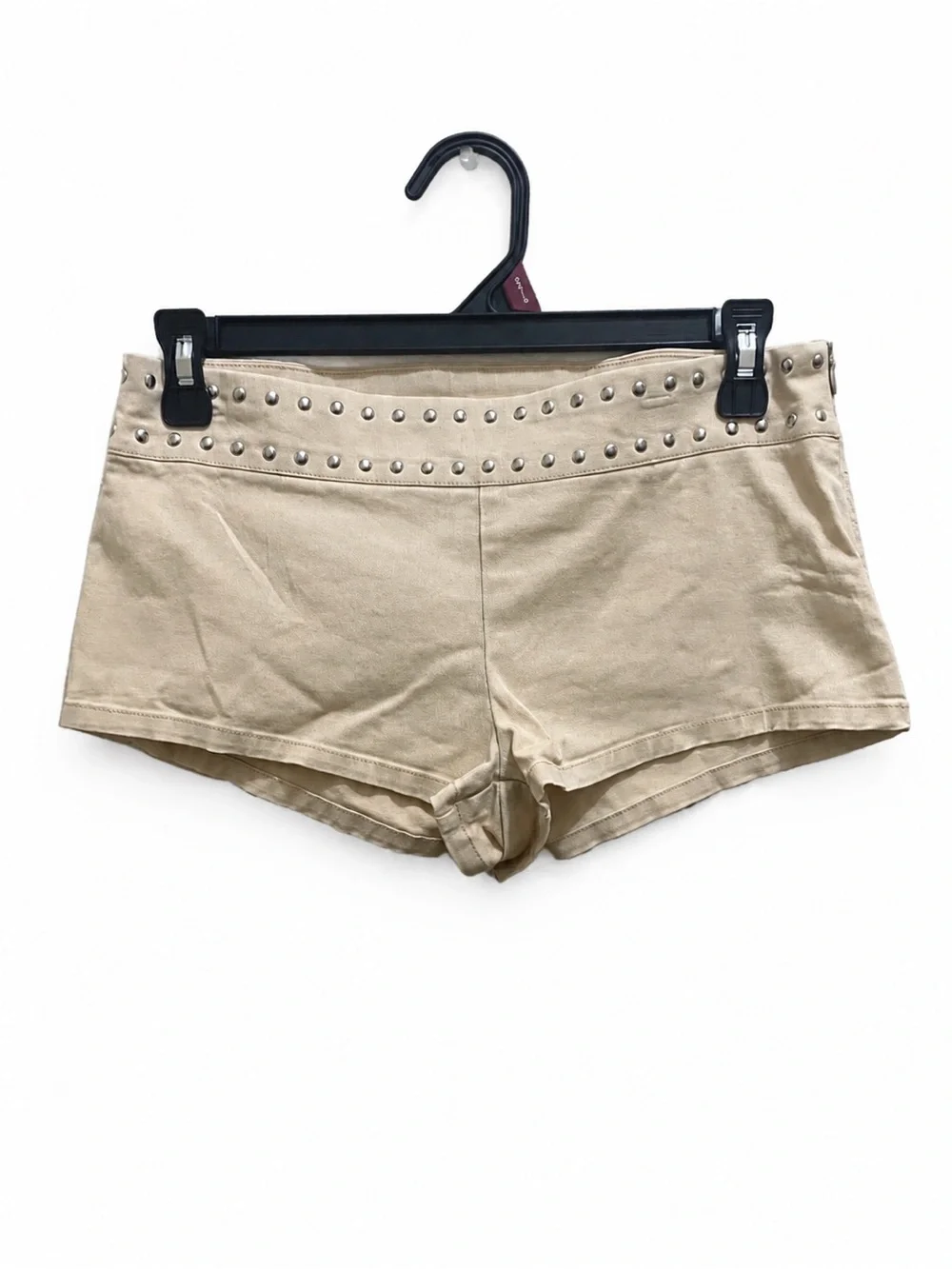 Studded Suede High-Waist Women’s Shorts - Beige
